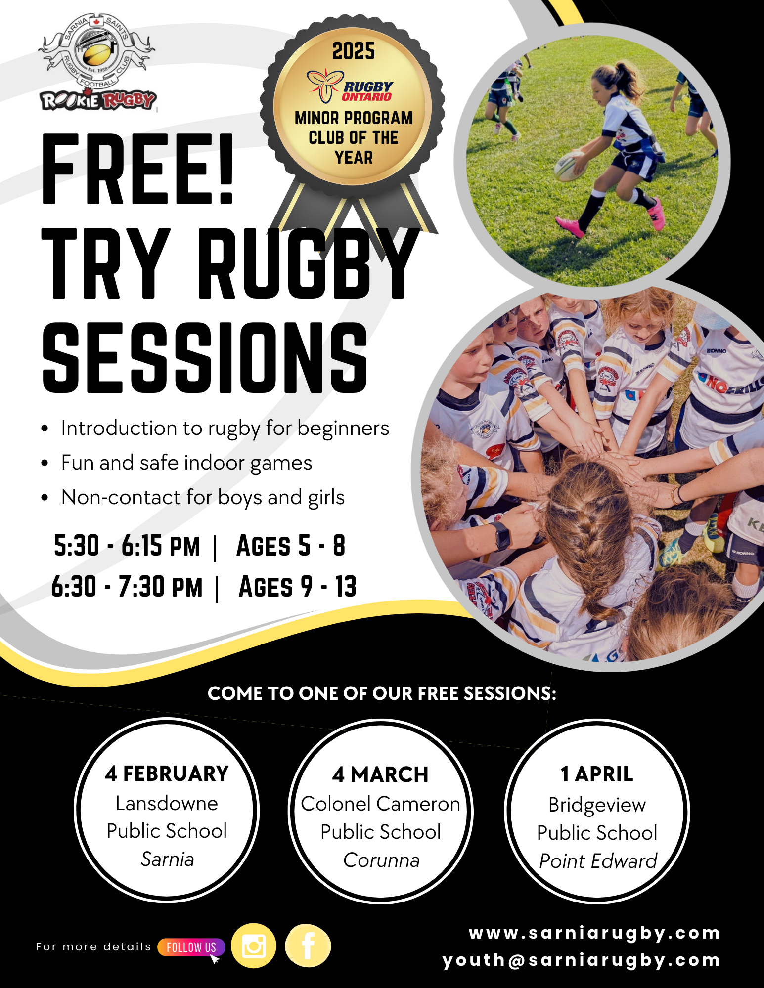 ROOKIE RUGBY FREE “TRY” RUGBY INDOOR TRAINING